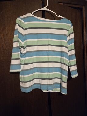 croft & barrow Blue, White, Green Striped Shirt